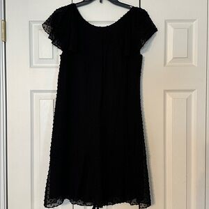 J. Crew Silk Blend Swiss Dot Flutter Sleeve Dress - Black